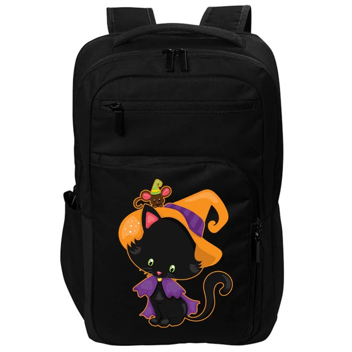 Cute Cat And Mouse Halloween Witch Impact Tech Backpack