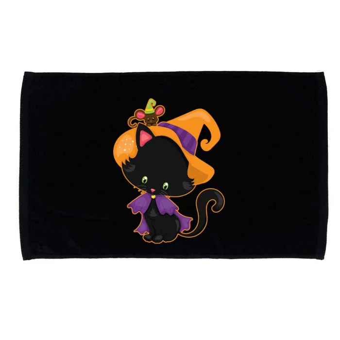 Cute Cat And Mouse Halloween Witch Microfiber Hand Towel