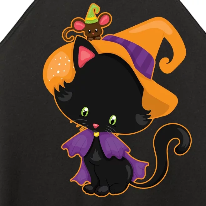 Cute Cat And Mouse Halloween Witch Women’s Perfect Tri Rocker Tank