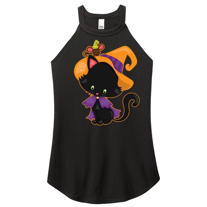 Cute Cat And Mouse Halloween Witch Women’s Perfect Tri Rocker Tank