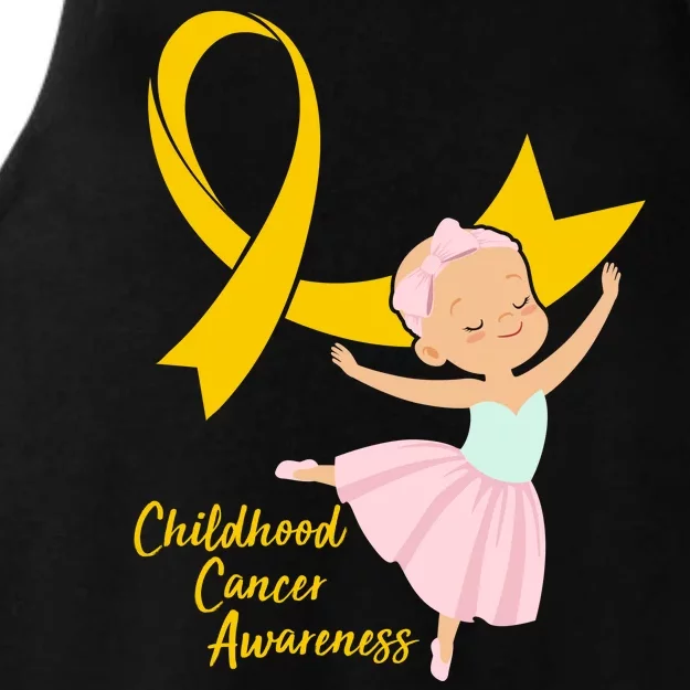 Childhood Cancer Awareness Yellow RIbbon Ballerina Ladies Tri-Blend Wicking Tank