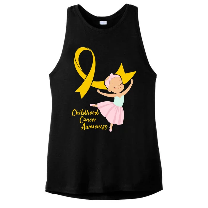 Childhood Cancer Awareness Yellow RIbbon Ballerina Ladies Tri-Blend Wicking Tank