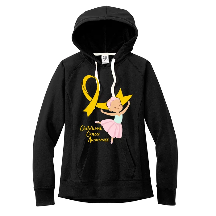 Childhood Cancer Awareness Yellow RIbbon Ballerina Women's Fleece Hoodie