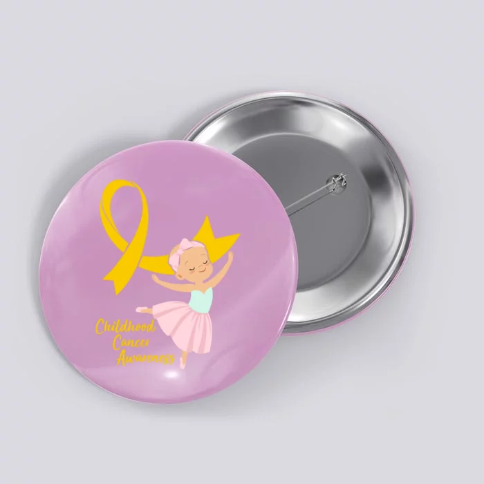 Childhood Cancer Awareness Yellow RIbbon Ballerina Button