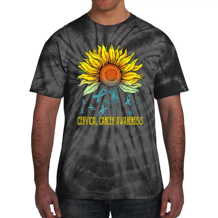 Cervical Cancer Awareness Sunflower Tie-Dye T-Shirt