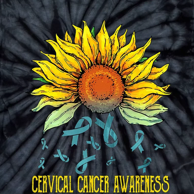 Cervical Cancer Awareness Sunflower Tie-Dye T-Shirt