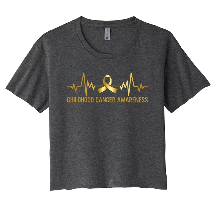 Childhood Cancer Awareness Warrior For Man Woman Women's Crop Top Tee