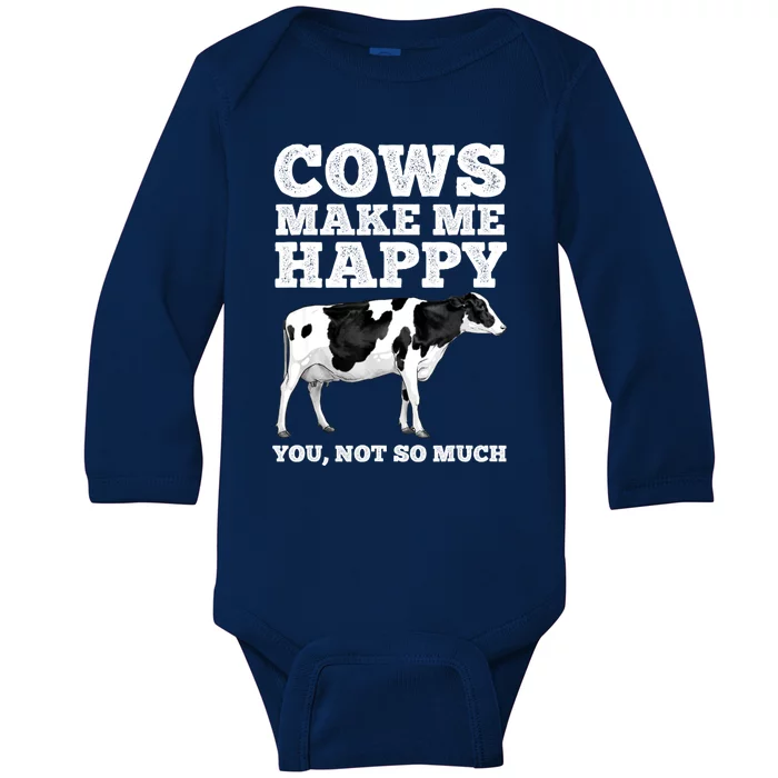 Cool Cow Art For Women Cow Farmer Dairy Cows Farm Animal Baby Long Sleeve Bodysuit