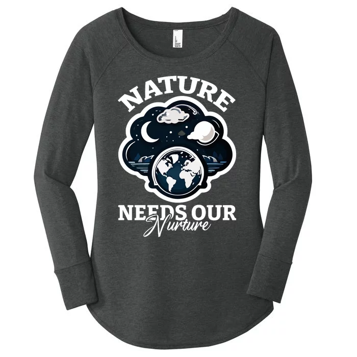 Climate Change Awareness Print Women's Perfect Tri Tunic Long Sleeve Shirt