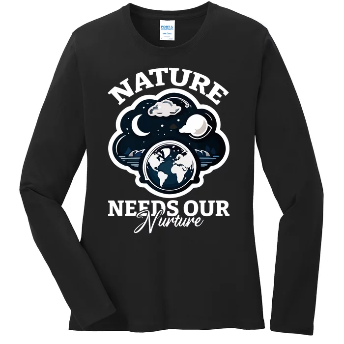 Climate Change Awareness Print Ladies Long Sleeve Shirt