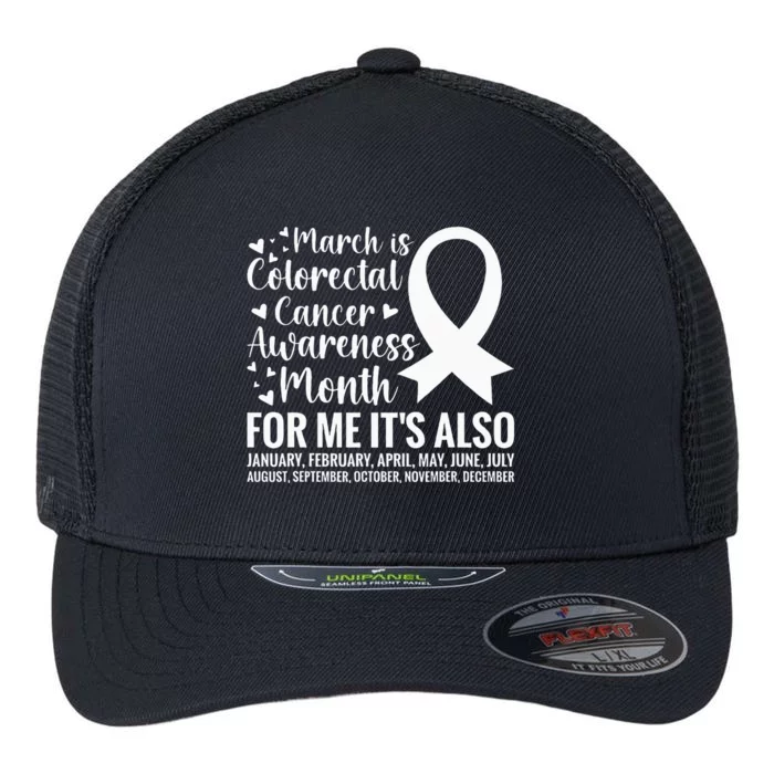 Colorectal Cancer Awareness Month Colon Cancer Survivor Flexfit Unipanel Trucker Cap