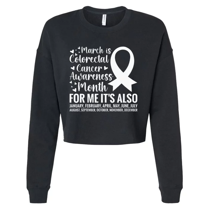 Colorectal Cancer Awareness Month Colon Cancer Survivor Cropped Pullover Crew