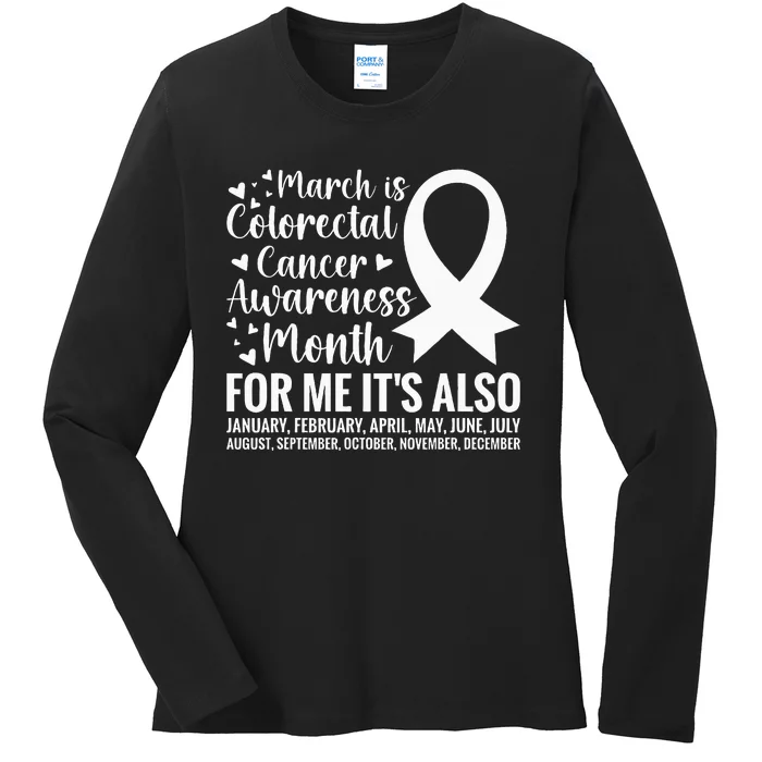 Colorectal Cancer Awareness Month Colon Cancer Survivor Ladies Long Sleeve Shirt