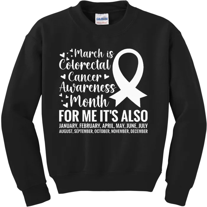 Colorectal Cancer Awareness Month Colon Cancer Survivor Kids Sweatshirt