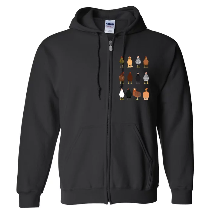 Cute Chicken Breeds Funny Chicken Full Zip Hoodie