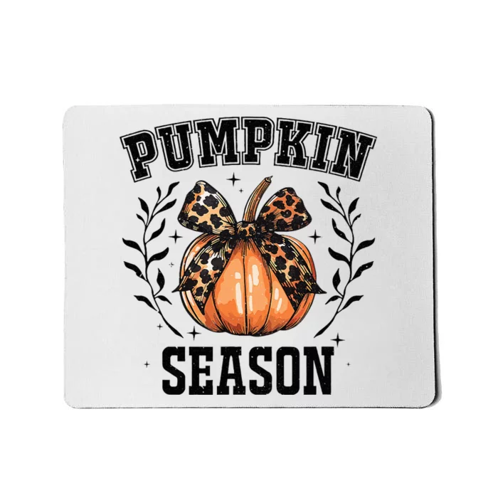 Cute Coquette Bows Pumpkin Season Happy Autumn Fall Leopard Mousepad