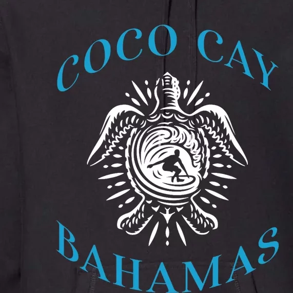 Coco Cay Bahamas Sea Turtle Surfing Vacation Souvenir Premium Hoodie