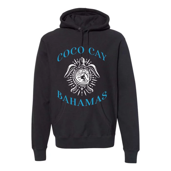 Coco Cay Bahamas Sea Turtle Surfing Vacation Souvenir Premium Hoodie