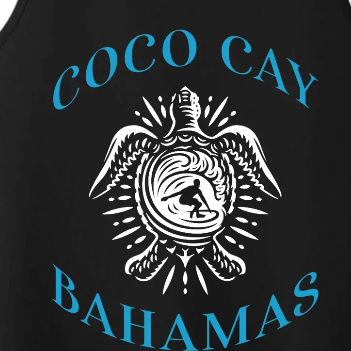 Coco Cay Bahamas Sea Turtle Surfing Vacation Souvenir Performance Tank