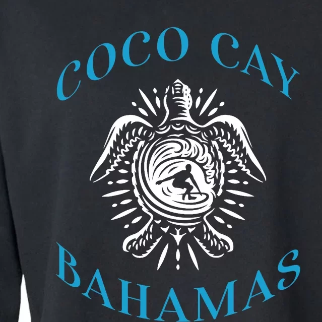 Coco Cay Bahamas Sea Turtle Surfing Vacation Souvenir Cropped Pullover Crew