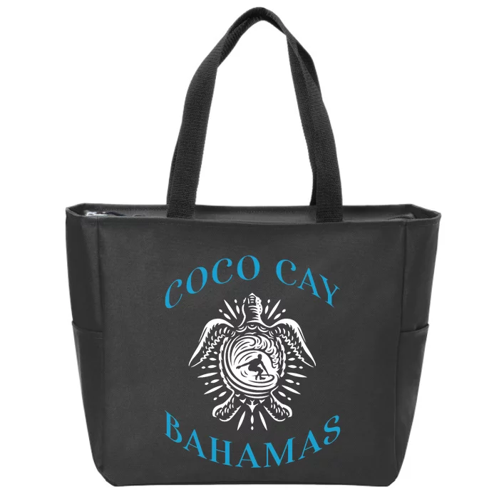 Coco Cay Bahamas Sea Turtle Surfing Vacation Souvenir Zip Tote Bag