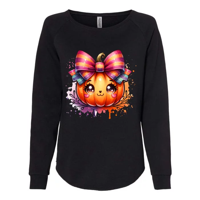 Cute Coquette Bows Pumpkin Season Halloween Autumn Fall Womens California Wash Sweatshirt