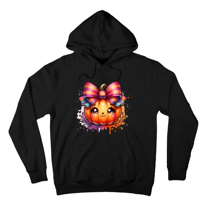 Cute Coquette Bows Pumpkin Season Halloween Autumn Fall Tall Hoodie