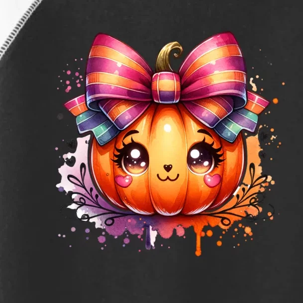 Cute Coquette Bows Pumpkin Season Halloween Autumn Fall Toddler Fine Jersey T-Shirt