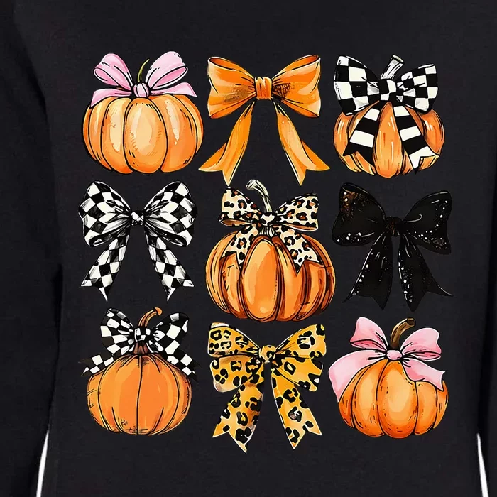 Cute Coquette Bows Pumpkin Season Halloween Autumn Fall Womens California Wash Sweatshirt