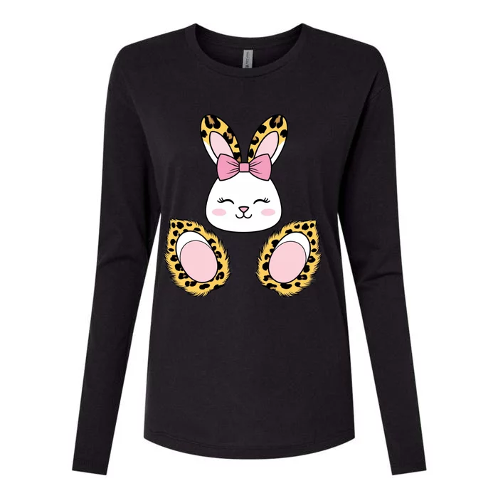 Cute Cheetah Bunny Adorable Easter Womens Cotton Relaxed Long Sleeve T-Shirt