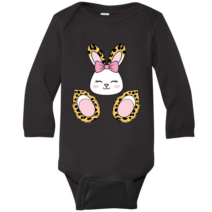 Cute Cheetah Bunny Adorable Easter Baby Long Sleeve Bodysuit