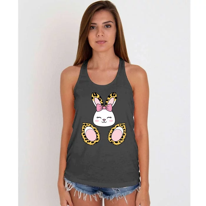 Cute Cheetah Bunny Adorable Easter Women's Knotted Racerback Tank