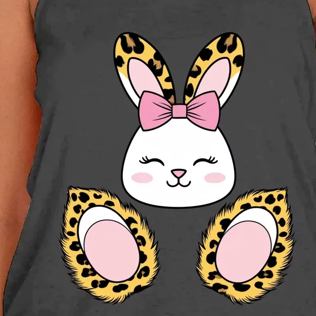 Cute Cheetah Bunny Adorable Easter Women's Knotted Racerback Tank