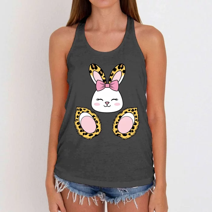 Cute Cheetah Bunny Adorable Easter Women's Knotted Racerback Tank