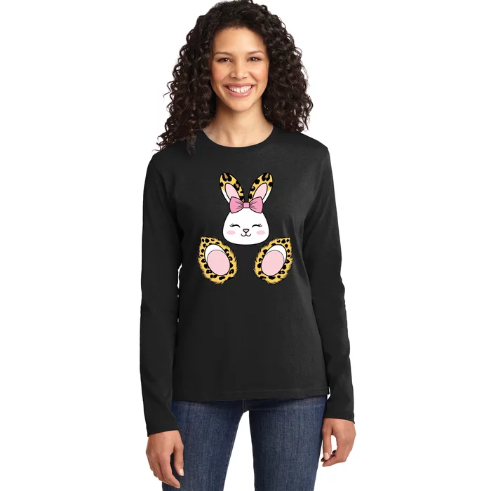 Cute Cheetah Bunny Adorable Easter Ladies Long Sleeve Shirt