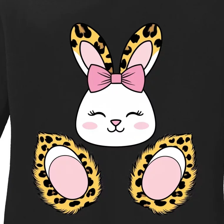 Cute Cheetah Bunny Adorable Easter Ladies Long Sleeve Shirt