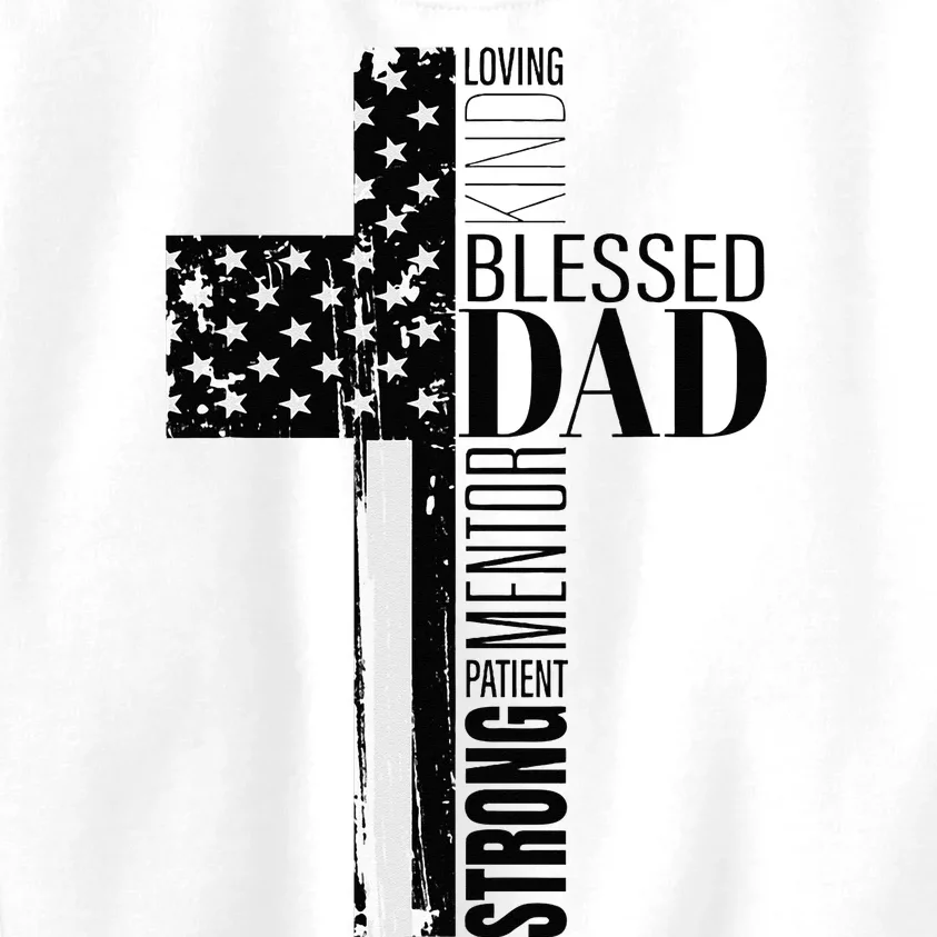 Cool Christian Blessed Dad Cross American Flag Fathers Day Kids Sweatshirt