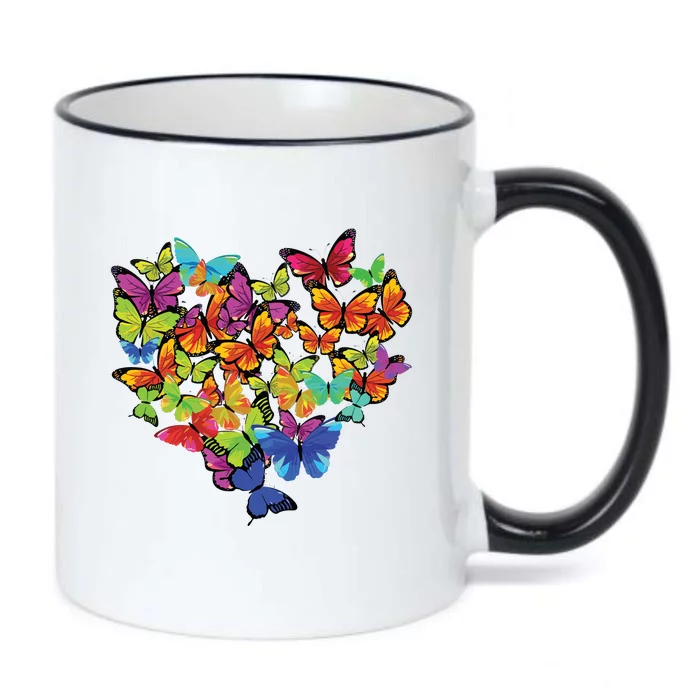 Colorful Cute Butterfly Heart Butterflies Black Color Changing Mug