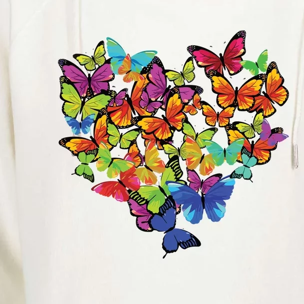 Colorful Cute Butterfly Heart Butterflies Womens Funnel Neck Pullover Hood