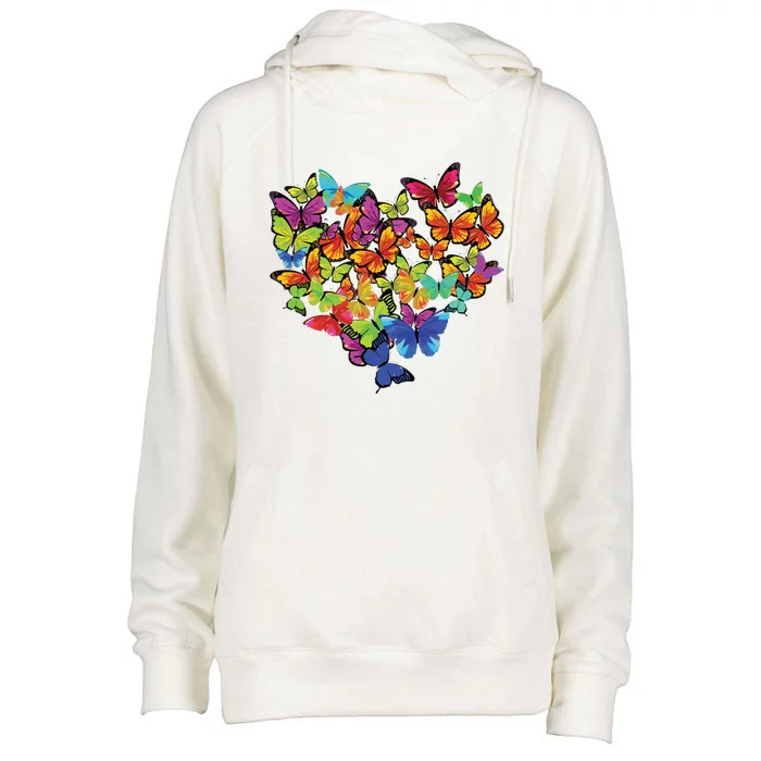 Colorful Cute Butterfly Heart Butterflies Womens Funnel Neck Pullover Hood