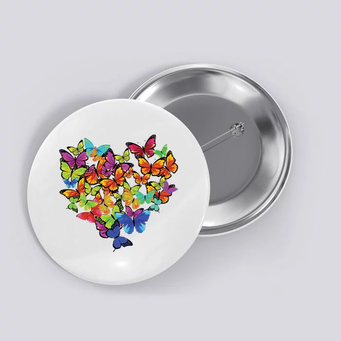 Colorful Cute Butterfly Heart Butterflies Button