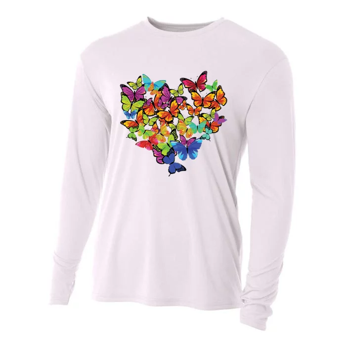 Colorful Cute Butterfly Heart Butterflies Cooling Performance Long Sleeve Crew