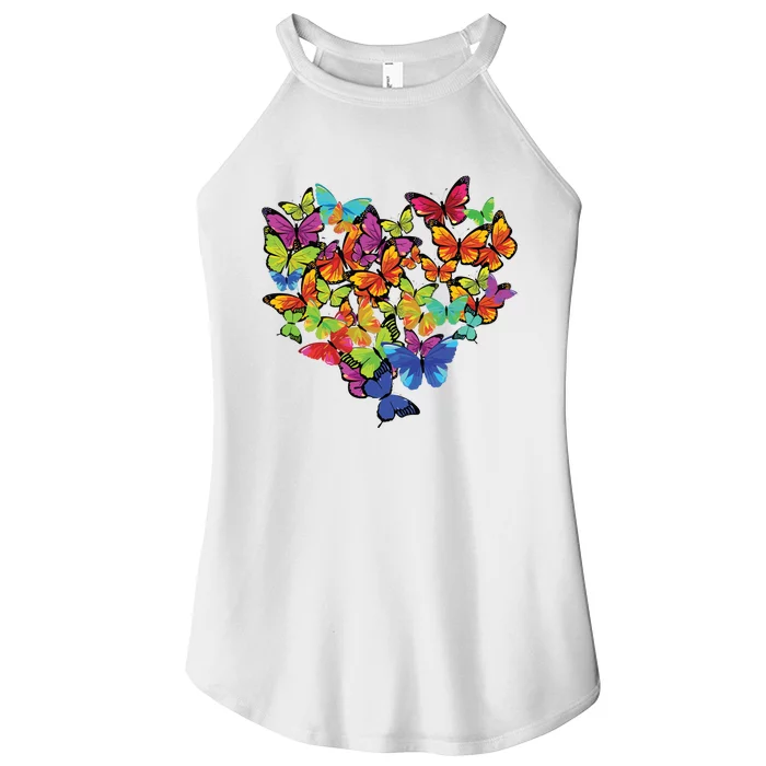 Colorful Cute Butterfly Heart Butterflies Women’s Perfect Tri Rocker Tank