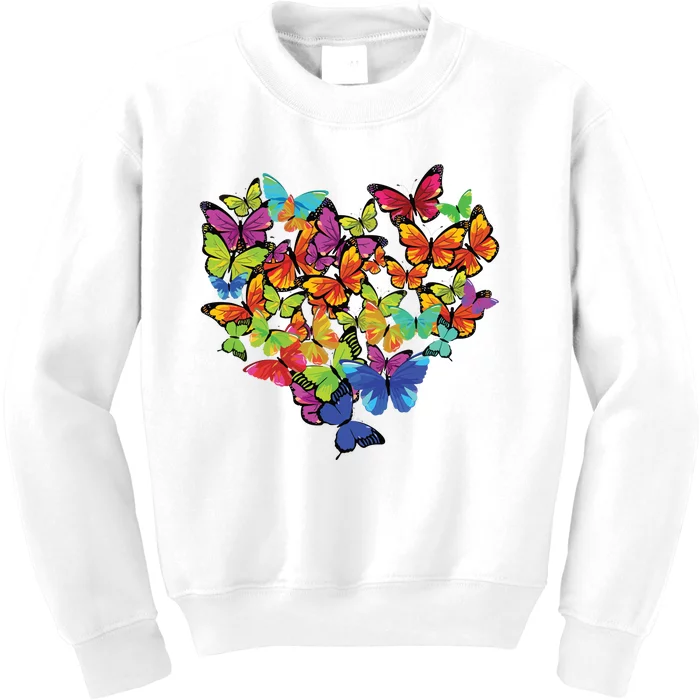 Colorful Cute Butterfly Heart Butterflies Kids Sweatshirt