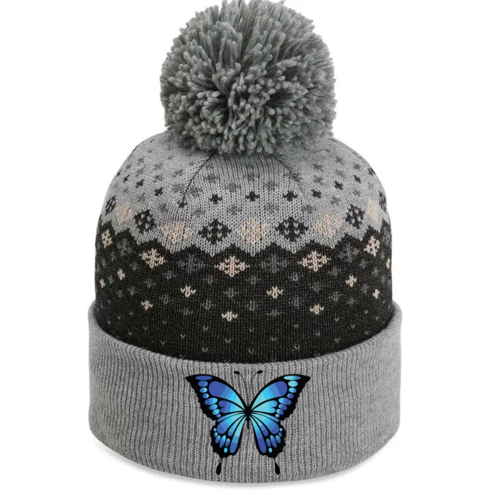 Cute Colorful Blue Butterfly The Baniff Cuffed Pom Beanie