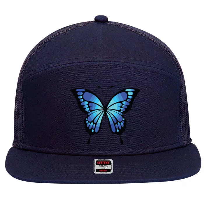 Cute Colorful Blue Butterfly 7 Panel Mesh Trucker Snapback Hat