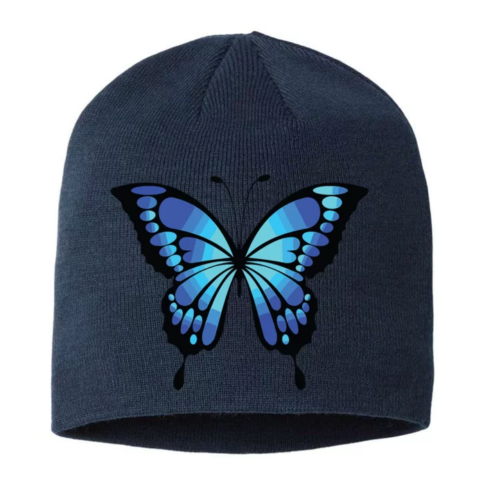 Cute Colorful Blue Butterfly 8 1/2in Sustainable Knit Beanie