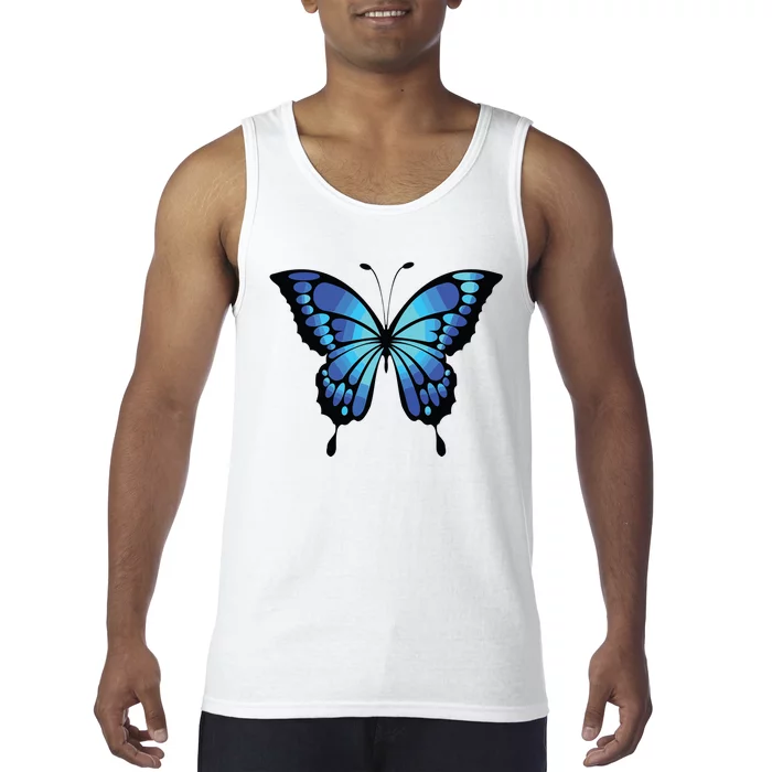 Cute Colorful Blue Butterfly Tank Top