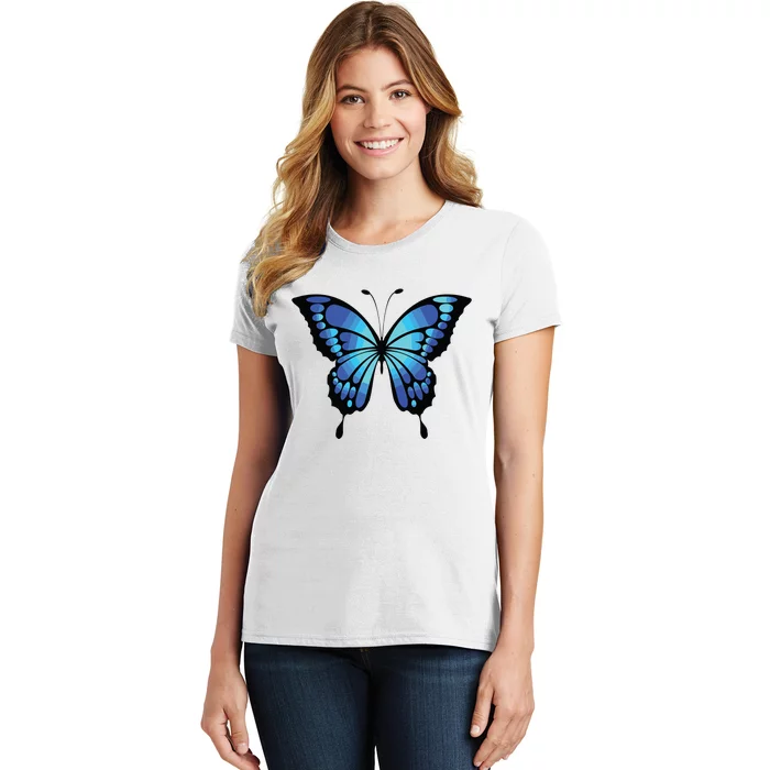 Cute Colorful Blue Butterfly Women's T-Shirt