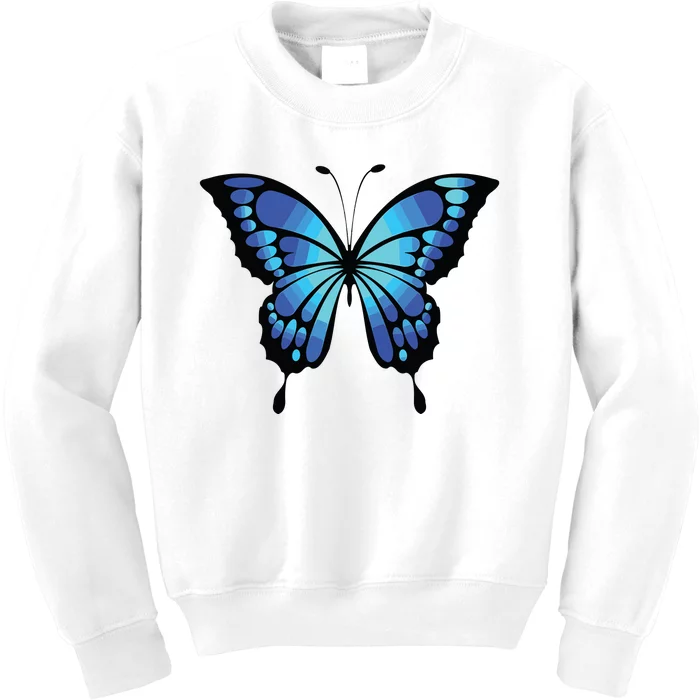 Cute Colorful Blue Butterfly Kids Sweatshirt